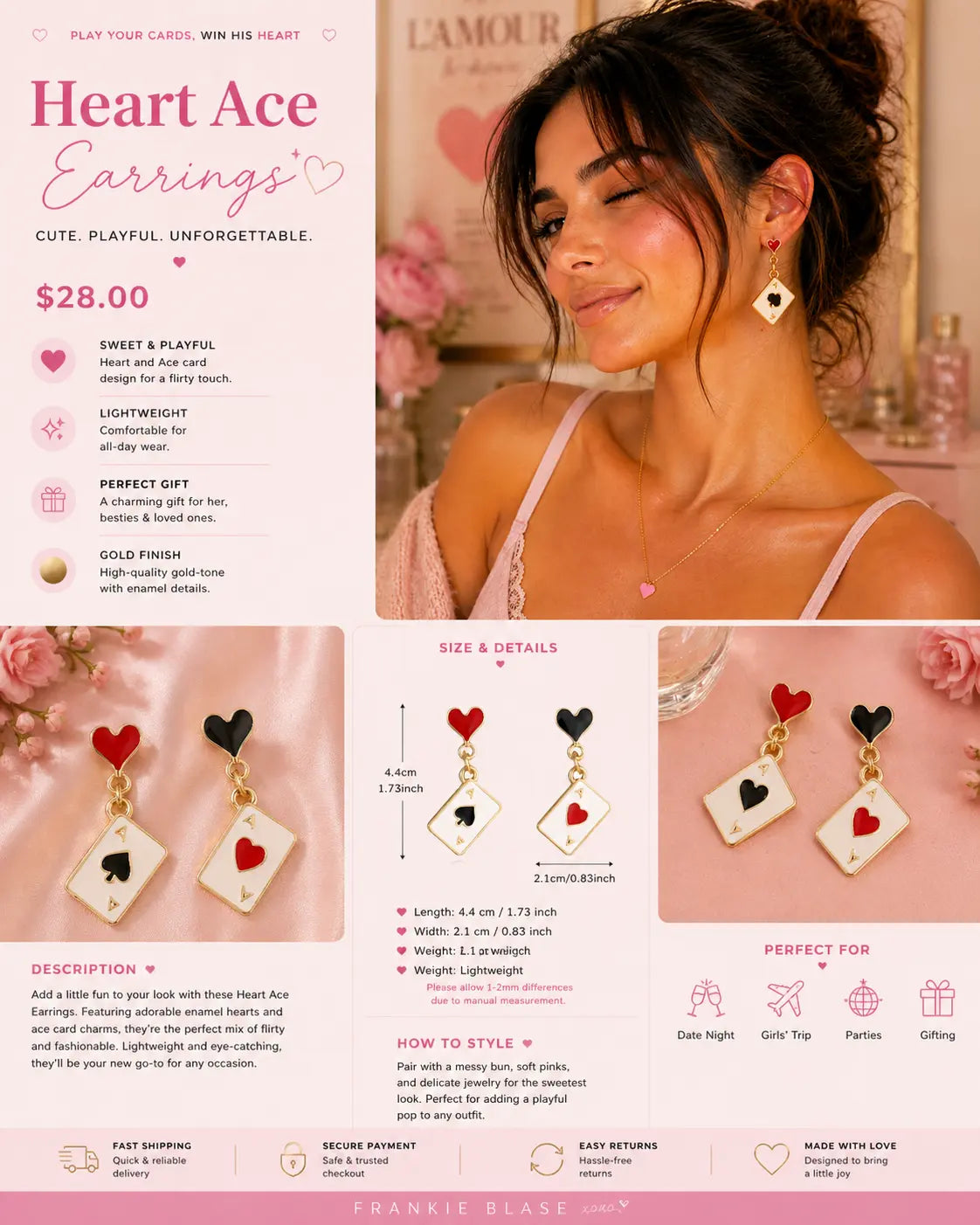 The Ace of Hearts Earrings Frankie Blase Fashion