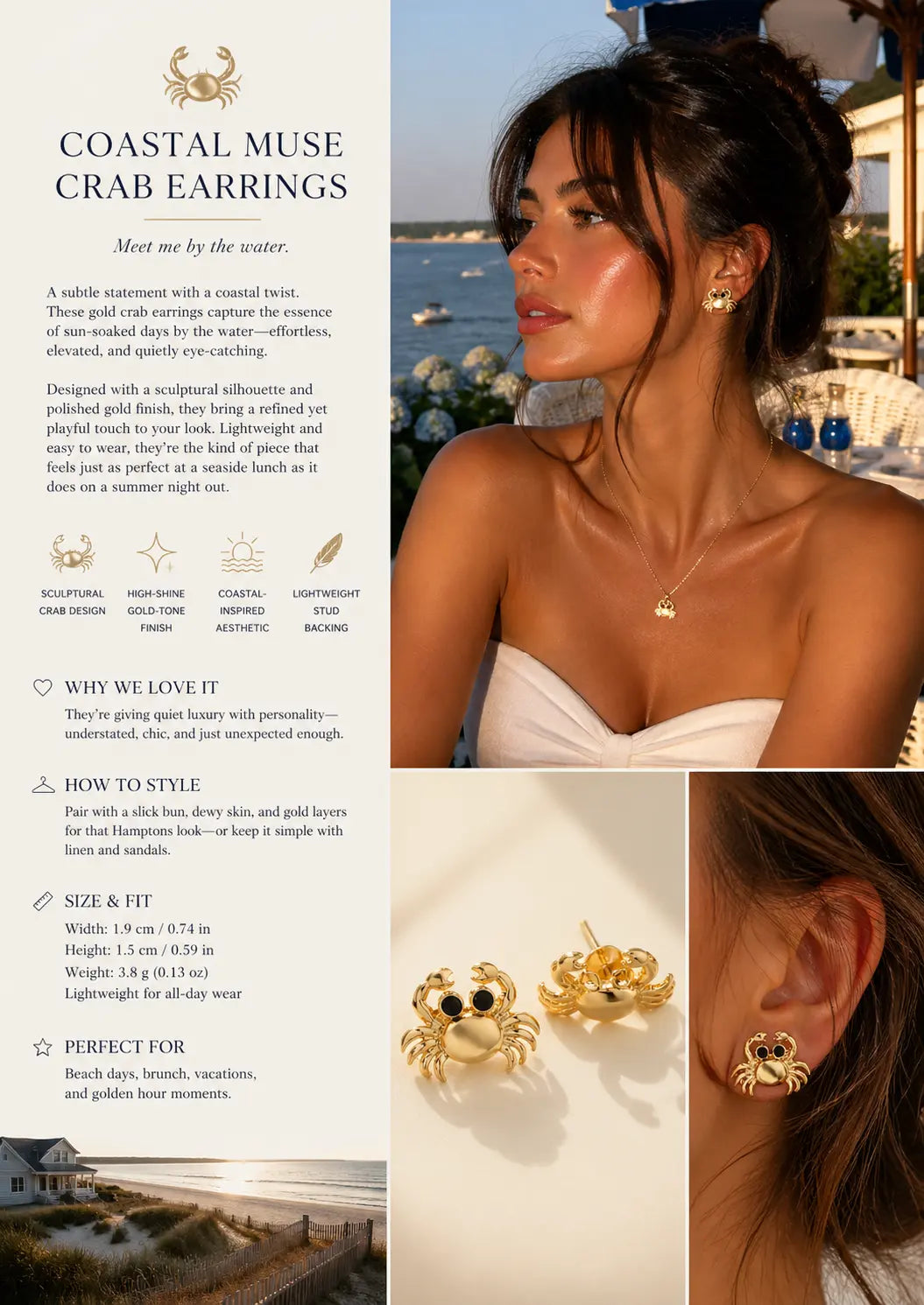 Coastal Muse Crab Earrings Frankie Blase Fashion