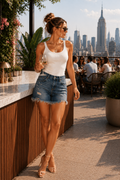 The Dakota Distressed Denim Shorts - Frankie Blase Fashion