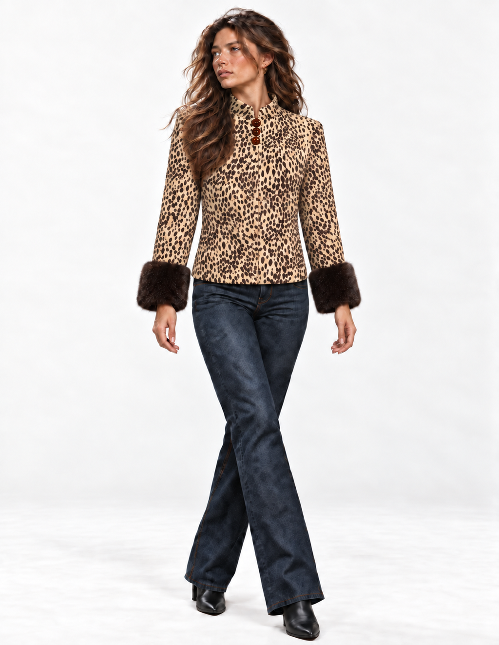 Sienna Leopard Vegan Fur Cuff Jacket