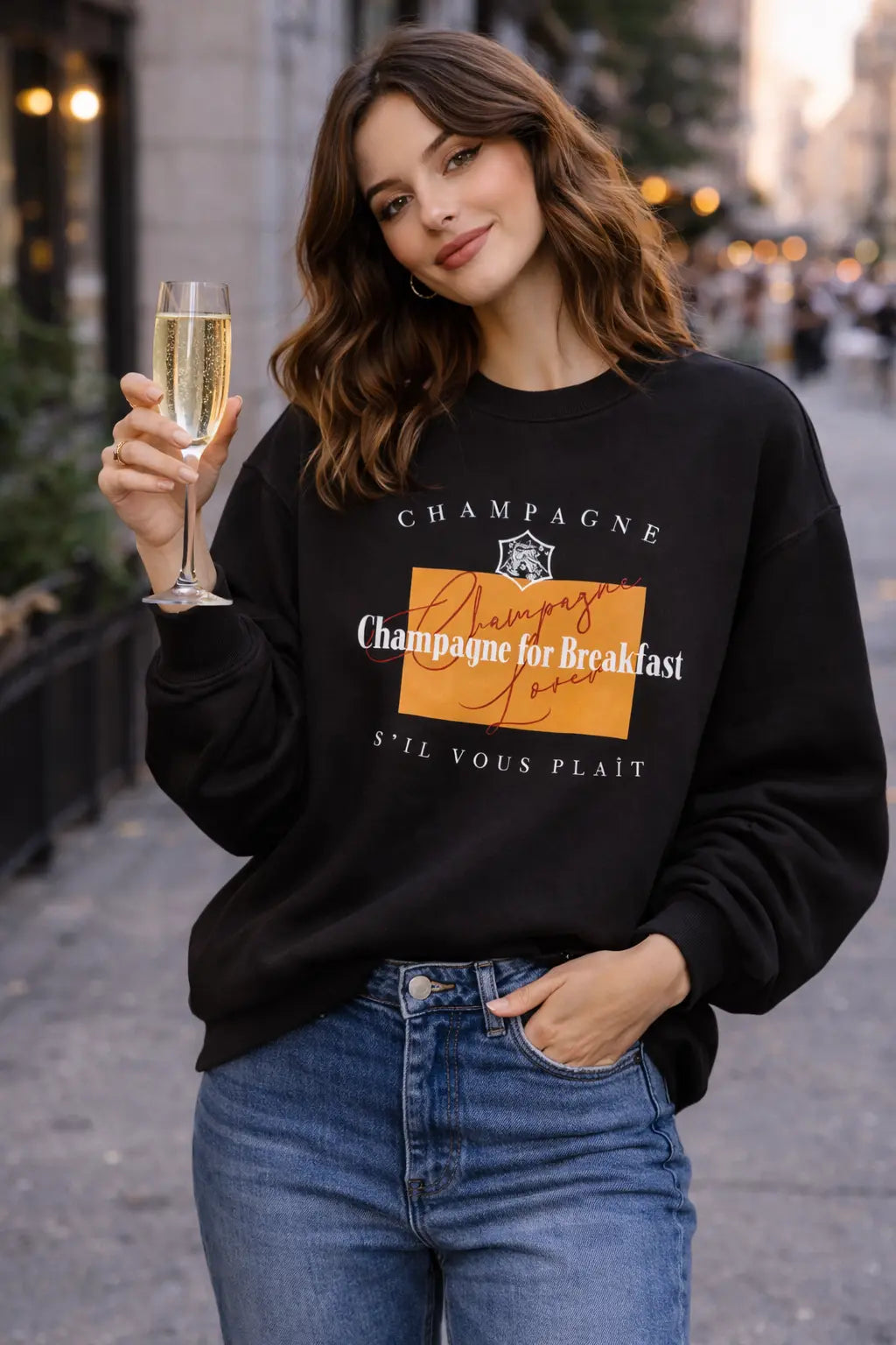 Lou Lou Champagne Sweatshirt - Frankie Blase Fashion