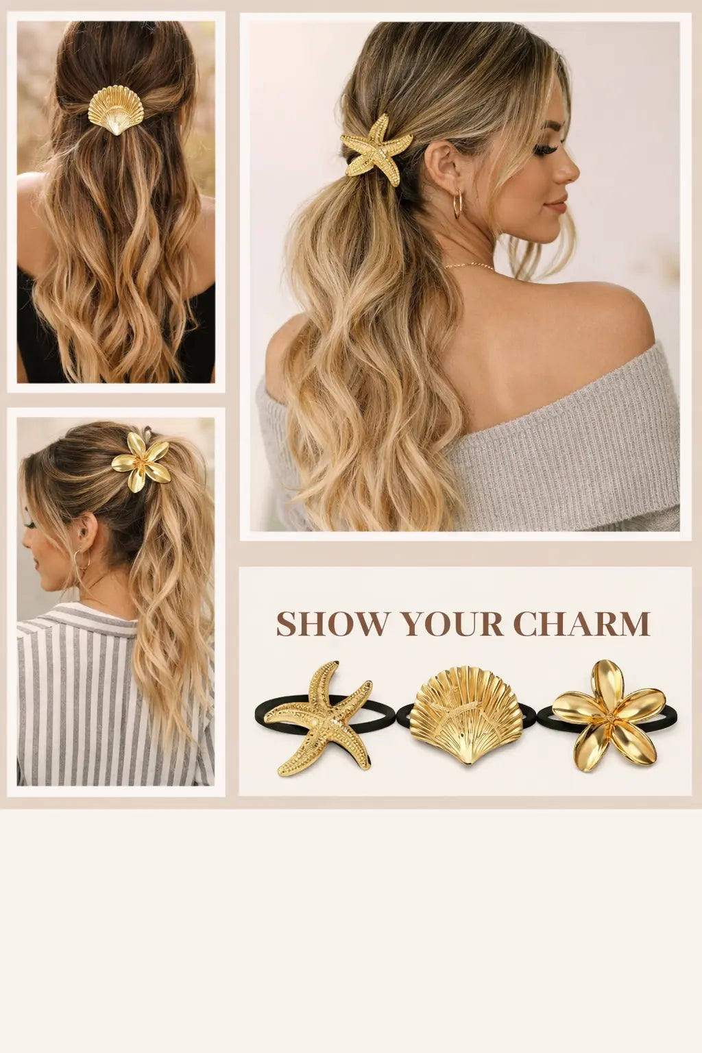Set of 3 Coastal Charm Hair Ties Frankie Blase Fashion