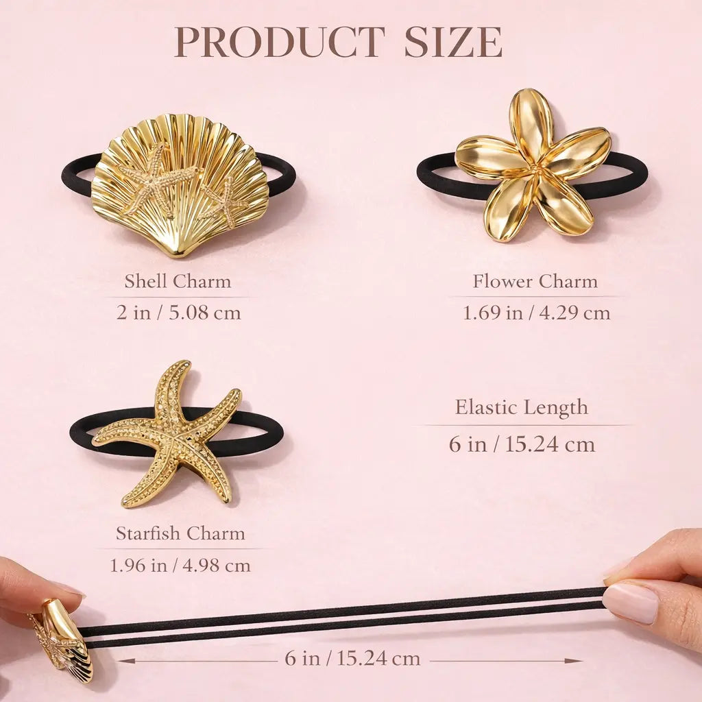 Set of 3 Coastal Charm Hair Ties Frankie Blase Fashion
