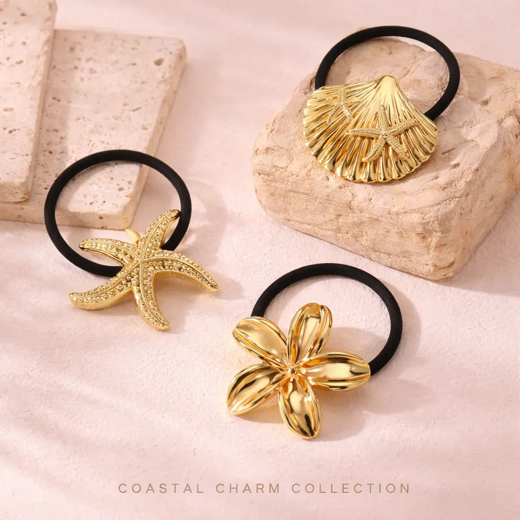 Set of 3 Coastal Charm Hair Ties Frankie Blase Fashion