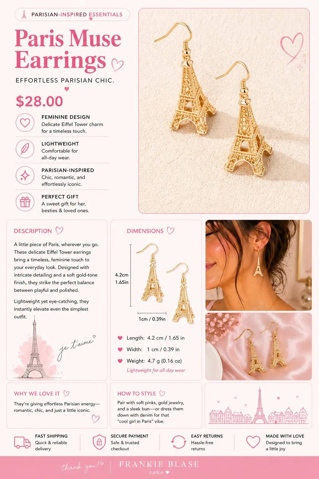 The Paris Nights Earrings Frankie Blase Fashion
