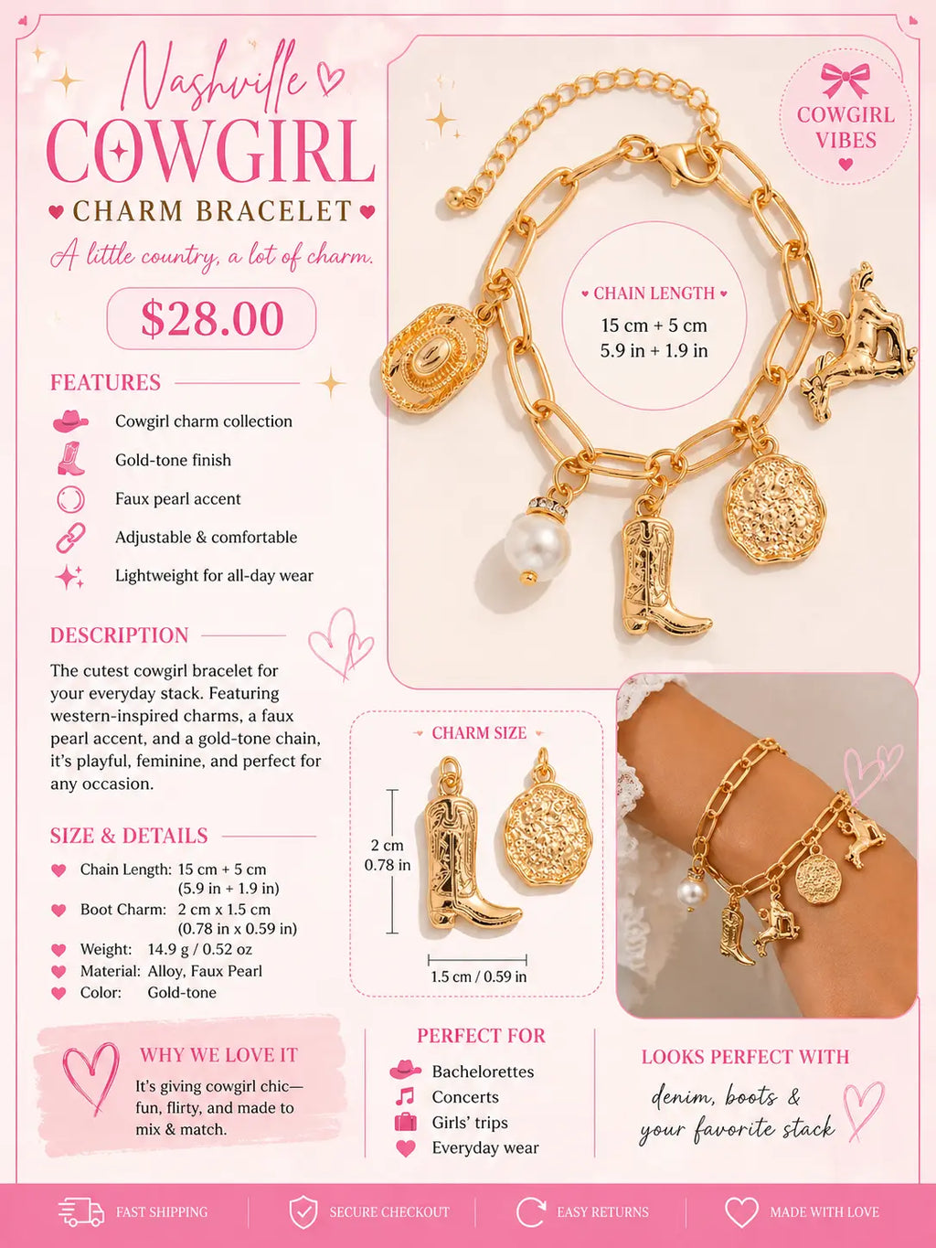 The Nashville Charm Bracelet Frankie Blase Fashion
