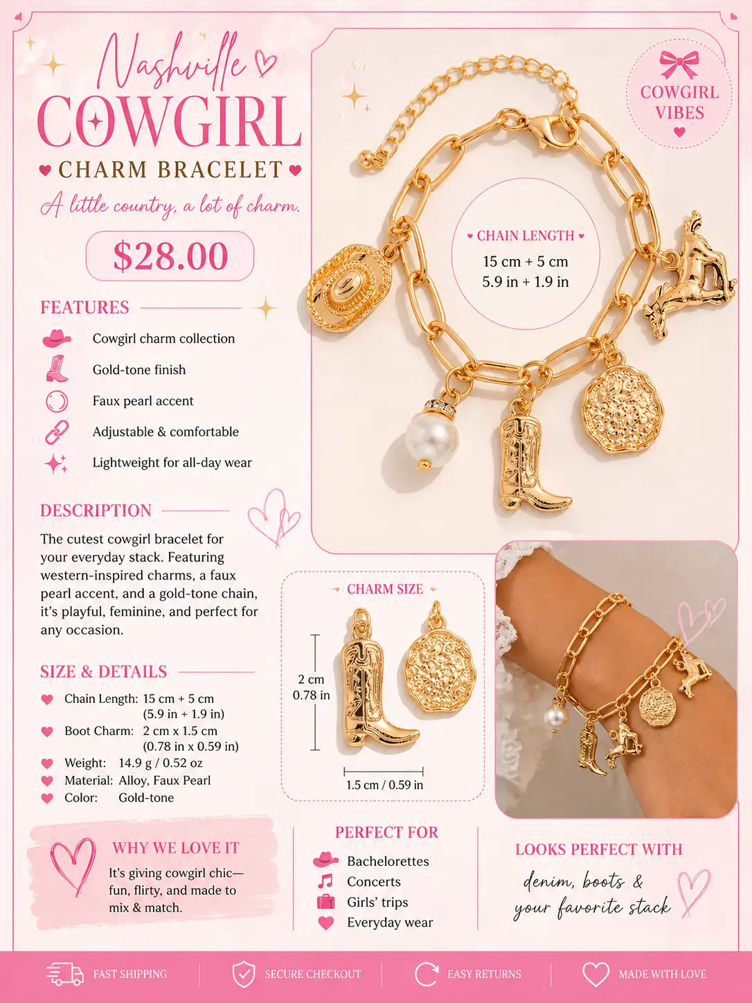 The Nashville Charm Bracelet Frankie Blase Fashion