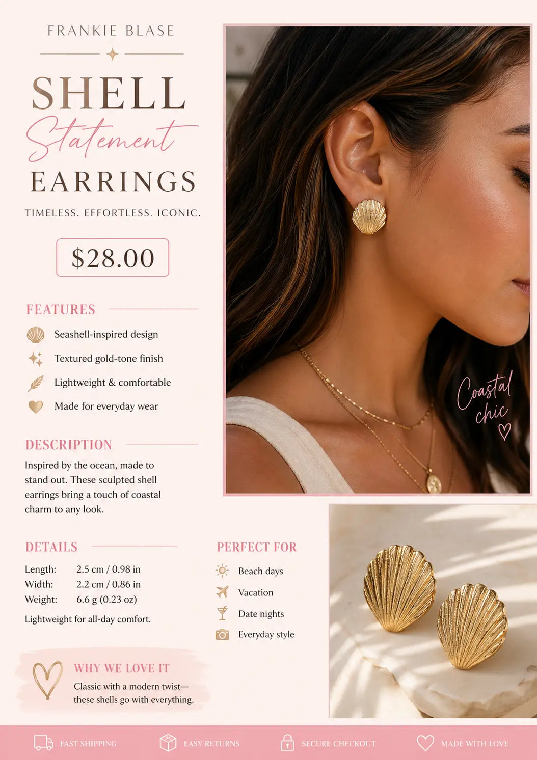 The Shell Statement Earrings Frankie Blase Fashion