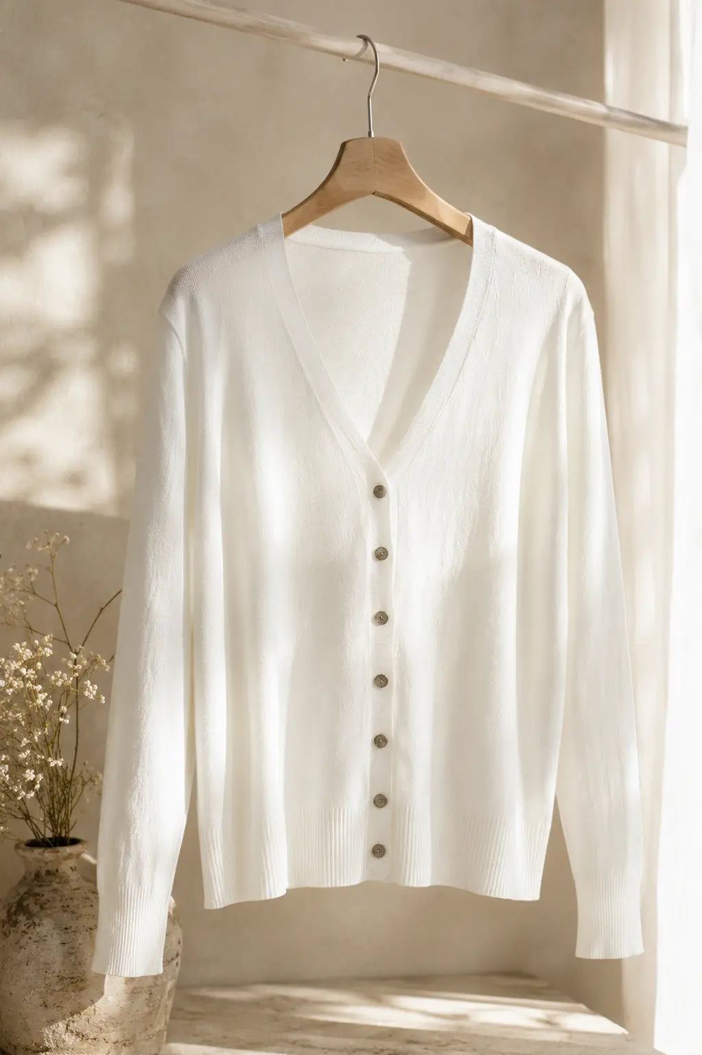 The Willow Lightweight Fitted Cashmere Cardigan.