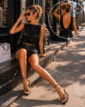 The Blaire Satin Tie-Back Crop Top - Frankie Blase Fashion