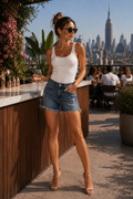 The Dakota Distressed Denim Shorts - Frankie Blase Fashion