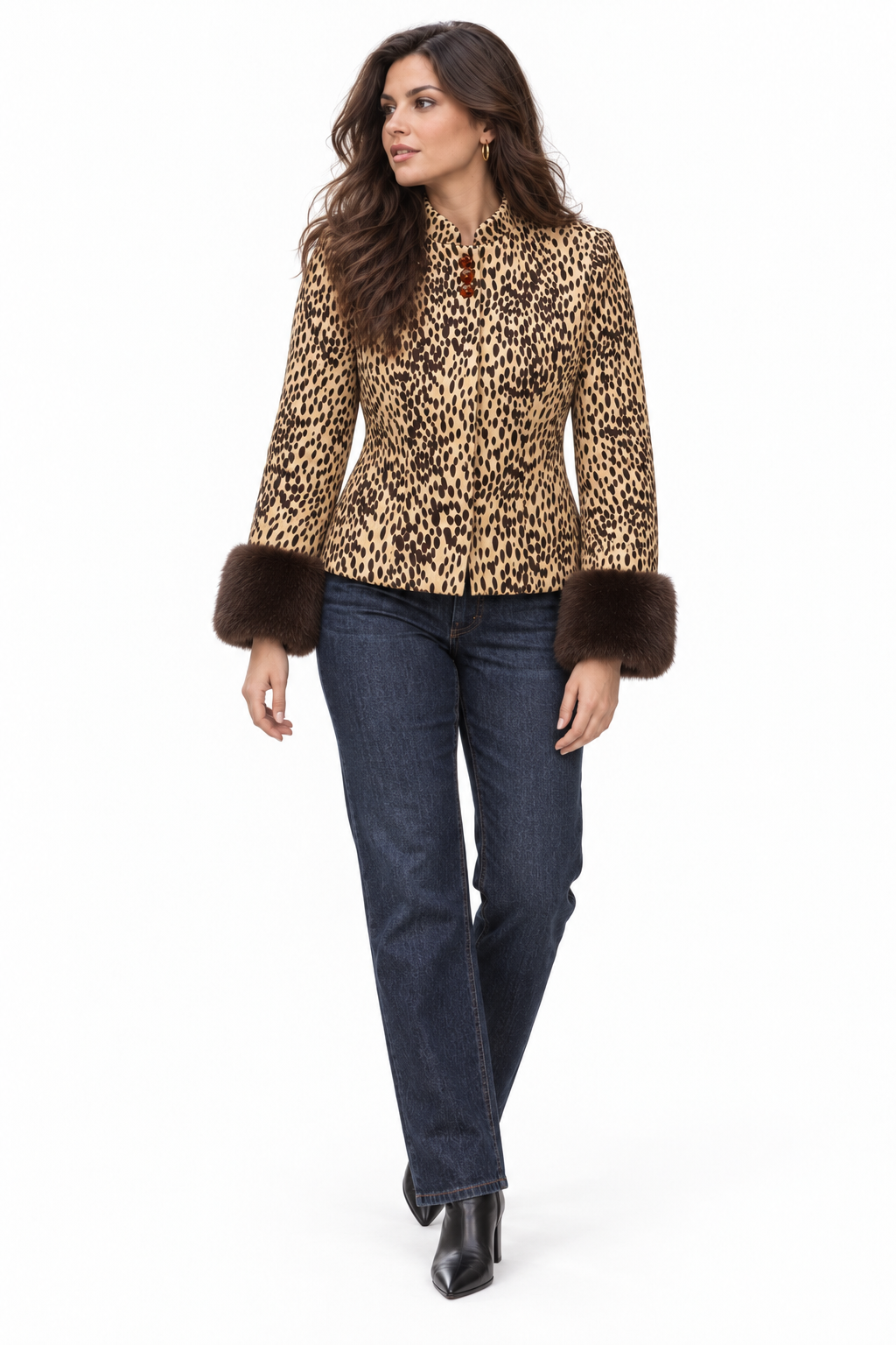 Sienna Leopard Vegan Fur Cuff Jacket