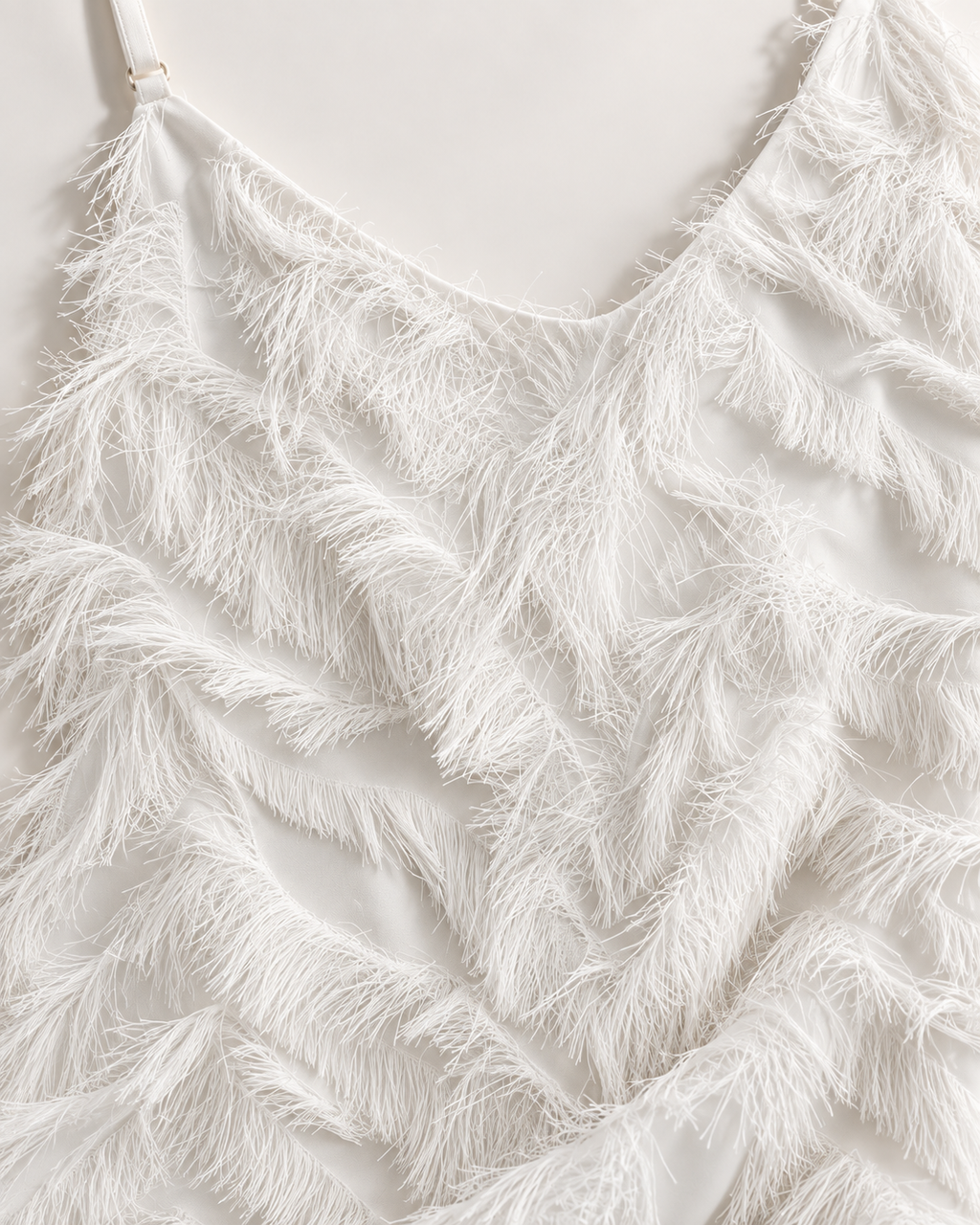 Ivory Eyelash Fringe Mini Dress