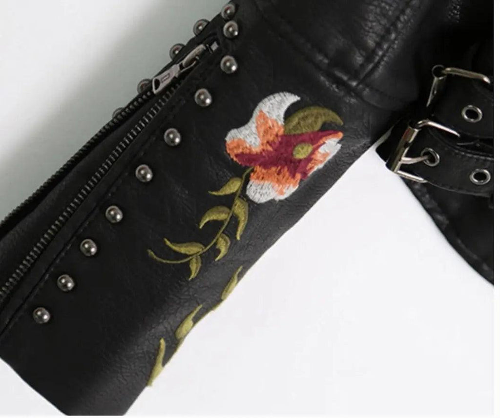 Kelsey Floral Vegan Leather Moto Jacket - Frankie Blase Fashion