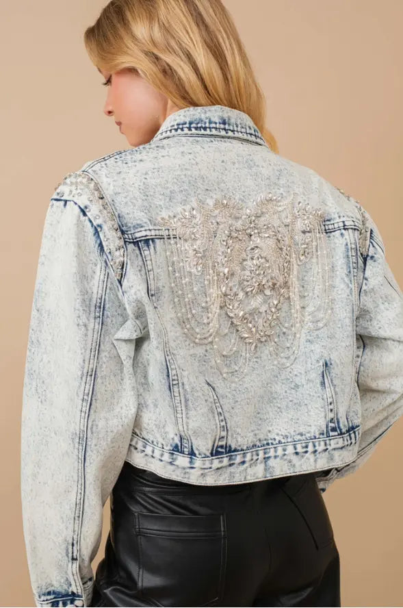 The Alessia Crystal Denim Jacket Frankie Blase Fashion