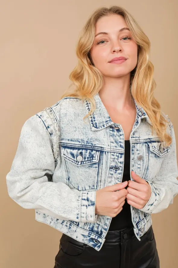 The Alessia Crystal Denim Jacket Frankie Blase Fashion