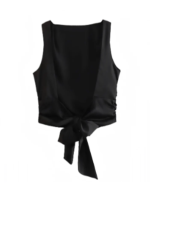 The Blaire Satin Tie-Back Crop Top