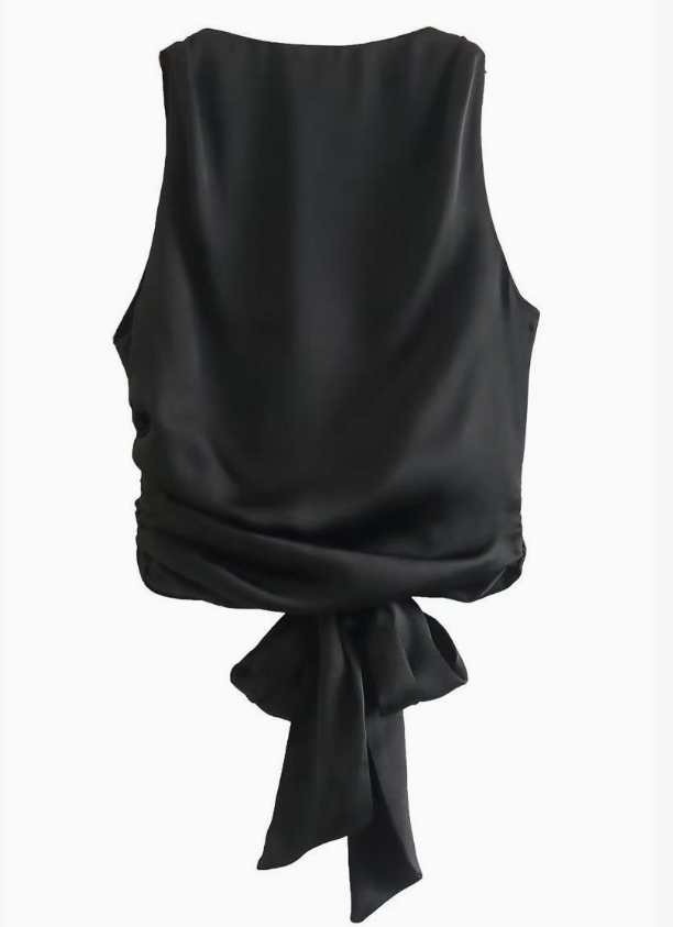 The Blaire Satin Tie-Back Crop Top
