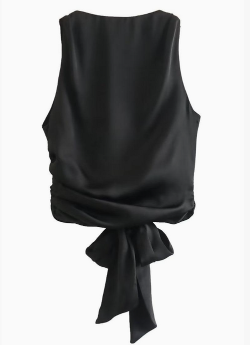 The Blaire Satin Tie-Back Crop Top - Frankie Blase Fashion